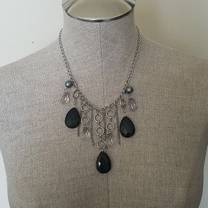 Silver and black necklace